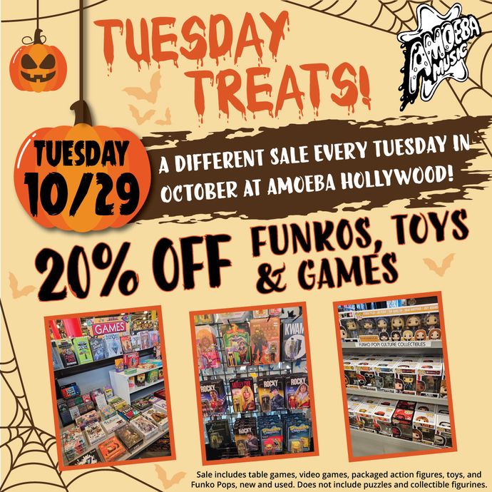 Tuesday Treats: 20% Off Funkos, Games & Toys at Amoeba Hollywood October 29